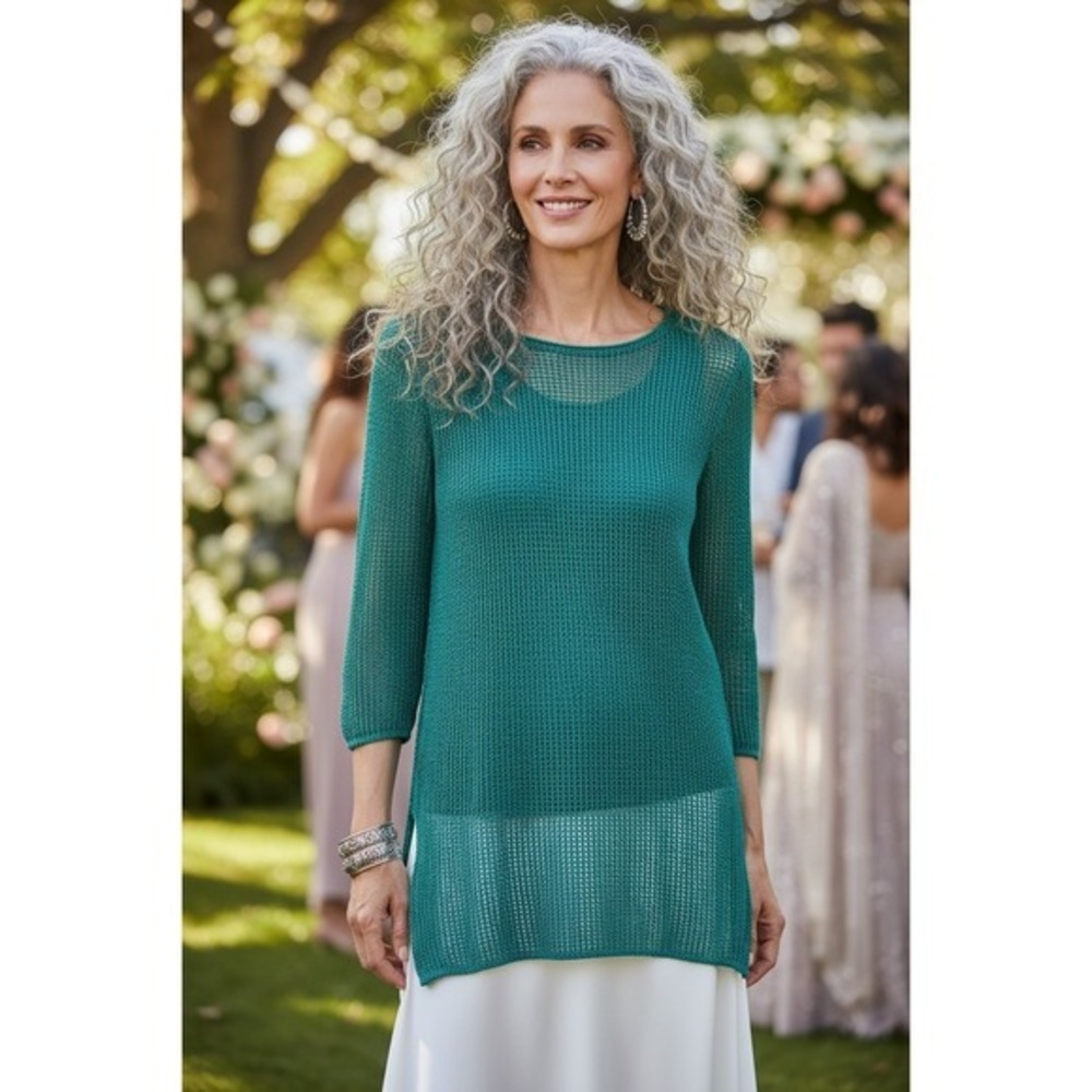 Eileen Fisher Petite 100% Organic Linen Double Layerβ Tunic Lagenlook Coastal